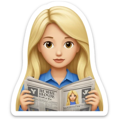 newspaper read blonde long haired woman sticker