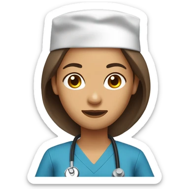 Mid 30 long hair Filipina Nurse red scrubs without stethoscope  sticker