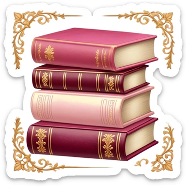 Pastel Reddish-pinkish and gold and white vintage books sticker