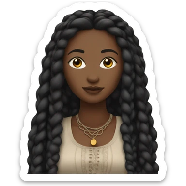 black woman with black boho braids and crop top sticker