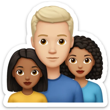White brunette American man with two black african women both are African one is light skin black and one is medium tone black with african hair styles sticker
