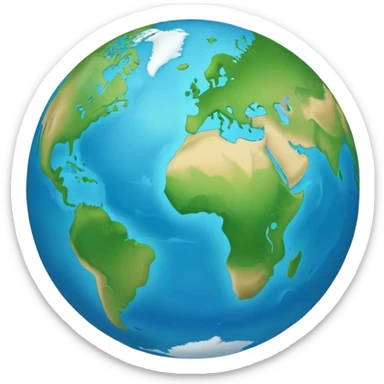 Minimalist Earth globe with landmasses shaped like 812 and also with "812" text written across the globe, iOS emoji style sticker