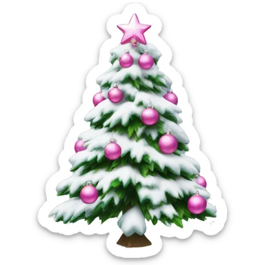 christmas tree with snow with pink ornaments  sticker