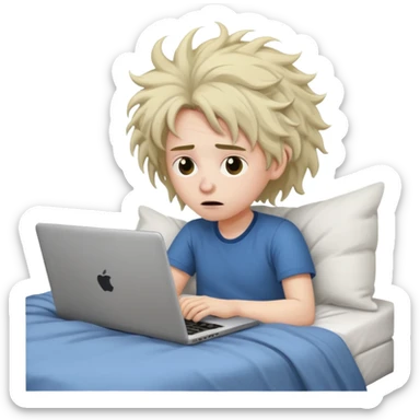 laptop working struggeling in bed sticker