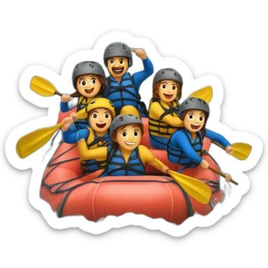 8 personas haciendo rafting en un rio sticker