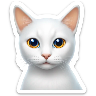 White cat with blue eyes and orange stripe tail sticker