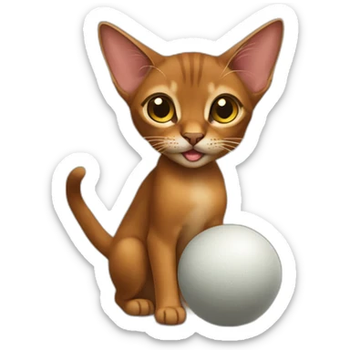 Abyssinian cat play with a small fur ball sticker