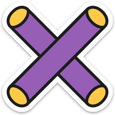 crossed purple pool noodles, forming an X, clean illustration sticker