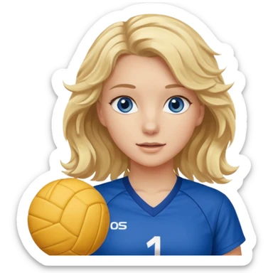 Blonde wavy haired girl with blue eyes volleyball player sticker