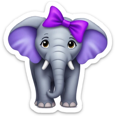 Elephant with a purple bow In hair sticker