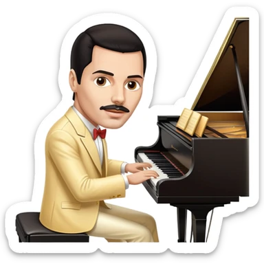 Freddie Mercury playing grand piano sticker
