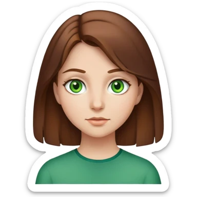 A girl with brown hair green eyes  and Canadian  sticker