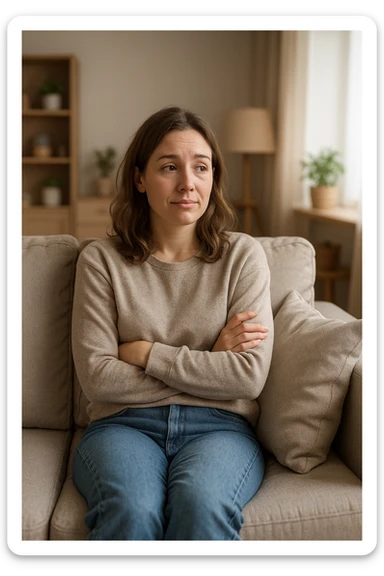 donna che vuole rimanere nella sua zona di comfort. Immagini realistiche sticker