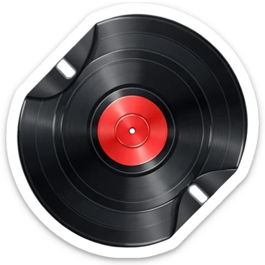 a black vinyl record red center sticker