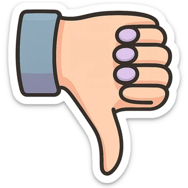 neat female hand with manicure showing dislike (thumb down), thin clean contours, elegant soft rounded shapes, pastel palette #98B5BC, #B5B3C1, #C9A3C9, #E4C0CA, #F7DCD1, #F7C0AA, detailed shadows and highlights, soft lighting, no background sticker