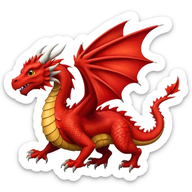 A red Welsh dragon flying  sticker
