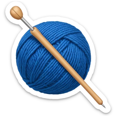 ball of wool with a knitting needle sticker