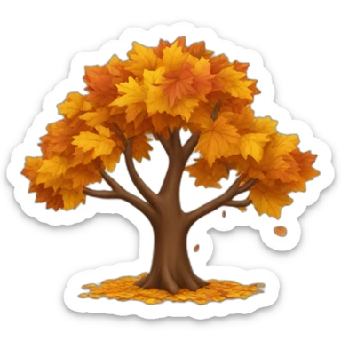 autumn tree with leaves falling  sticker