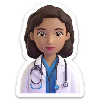 mature 60 year old doctor with stethoscope, dark brown hair, medium-dark tan skin tone, cinnamon skin, professional looking but not elderly sticker