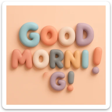 ”Good Morning!” in mochi style sticker