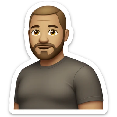 light brunette, with honey-colored eyes, little hair, with a beard and a little overweight sticker