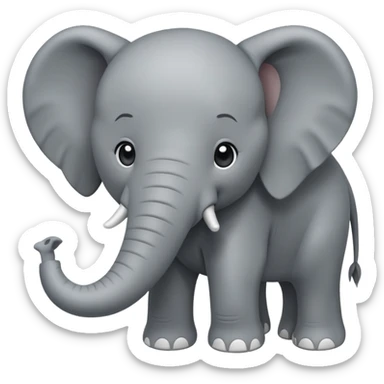 elephant, simple and rounded, facing forward sticker