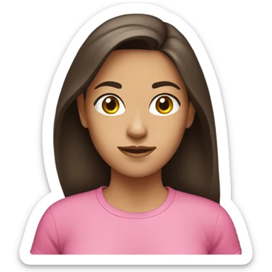 Brunette with pink T-shirt sticker