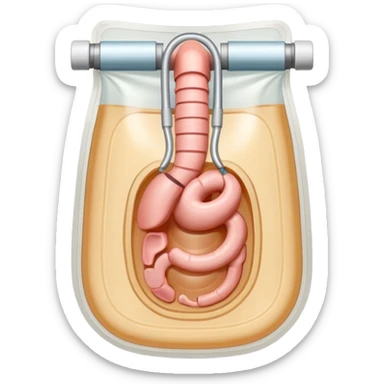 an ostomy bag for a artificial intestine sticker
