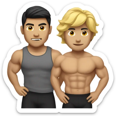 muscular asian personal trainer golden hair sticker