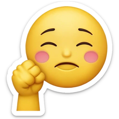 Crying yellow emoji eyes closed and fist up to mouth  sticker