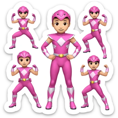 A cute Pink power ranger in different cute poses sticker