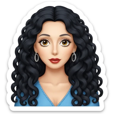 Cher with long curly hair sticker