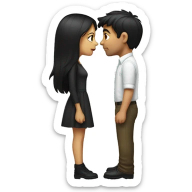 A dark-haired girl and a guy kiss standing up sticker