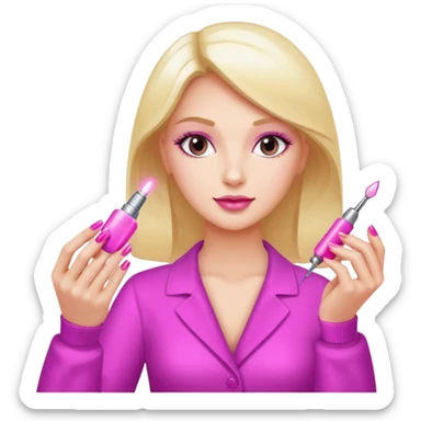 lady doing nails with uv lamp sticker