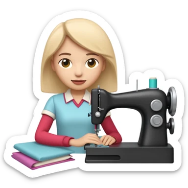 A 3D emoji with a apple Memoji style that the depicts a person who is learning to become a fashion designer as her highchool extended profile. She is young in a highschool age. She has items that are familiar with this job in the field sticker