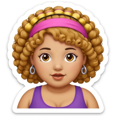 curly fat girl with headband sticker