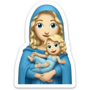 Madona with child blue clothes sticker