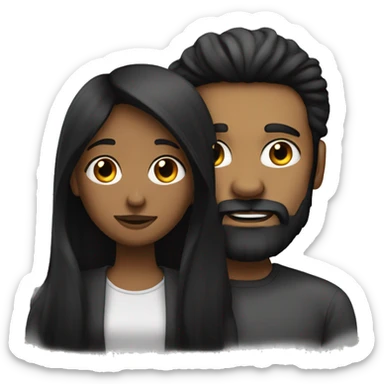 Black long hair girl with a man with black beard and a bit darker  sticker