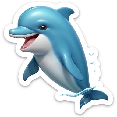 Cinematic Cute Yawning Bottlenose Dolphin Portrait Emoji, Head tilted slightly with a dramatic, wide-open yawn, showcasing a sleek, shiny glossy body with softly curved fins and drowsy, half-closed eyes, Simplified yet irresistibly adorable features, highly detailed, glowing with a soft, cozy aquatic glow, high shine, relaxed yet expressive, stylized with a hint of whimsical marine ease, soft glowing outline, capturing the essence of a drowsy yet affectionate dolphin that appears ready to stretch out and yawn its way out of the screen! sticker
