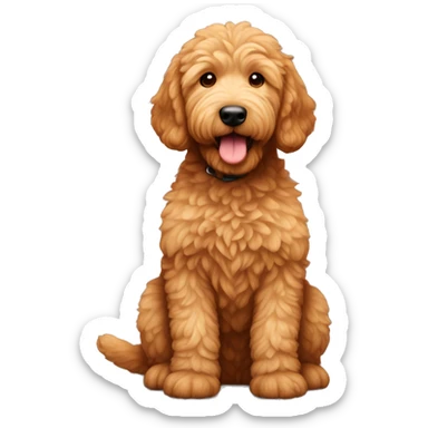 Ginger golden doodle. Baby. Full body sitting down. sticker