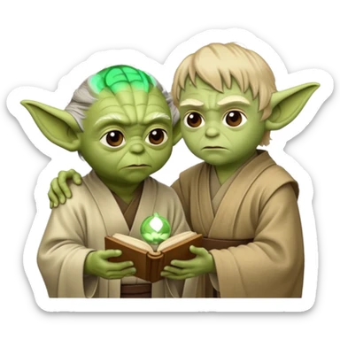 Yoda teaching Luke skywalker from "Star Wars" the movie sticker