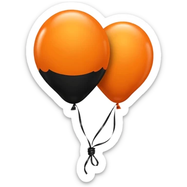 Orange and black balloons tied together sticker