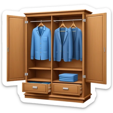 Icon for Furniture Design: a blueprint of a wardrobe without clothing inside, featuring a 3D installation with dimensions and a ruler or measuring tape. The icon should represent the detailed design and measurement process in furniture creation. Transparent background. sticker