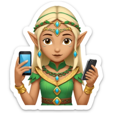elf with mayan custome dress and smartphone sticker