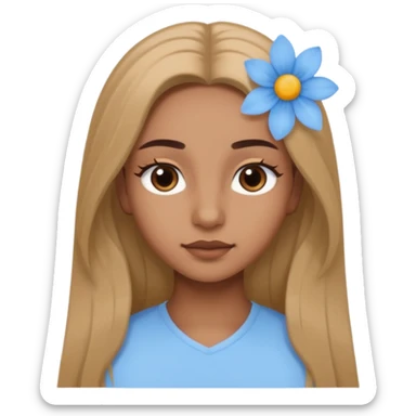 Cheveux un peu plus clair des cils moyen et des sourcils clair des cheveux plus long et une fleur bleu clair sticker