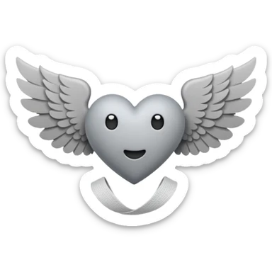 grisgray heart with wings and a hospital bandage (all gray) sticker
