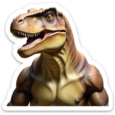 Beautiful and Majestic T-rex Portrait Emoji, Head and body resting peacefully with a serene, confident expression, showcasing its colossal, muscular form and a subtle, regal glint in its eyes, Simplified yet exquisitely endearing features, highly detailed, glowing with a soft, drowsy prehistoric light, high shine, relaxed and utterly majestic, stylized with an air of ancient splendor, soft glowing outline, capturing the essence of a beautiful and majestic T-rex that feels destined to become the next viral icon of awe-inspiring dinosaur beauty! sticker