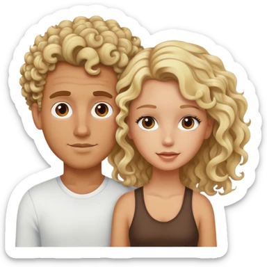 Garçon basané fille blonde  au cheveux bouclé blanche  sticker