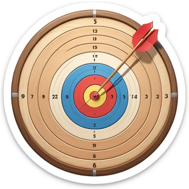 A bow and arrow aimed at a target, with the arrow perfectly positioned for release. The background features a target with concentric rings, emphasizing precision, skill, and focus in archery. The scene radiates concentration and the grace of the sport. sticker