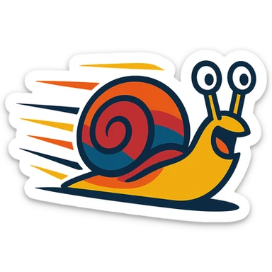 a fast snail, vibrant and energetic, dynamic motion lines sticker